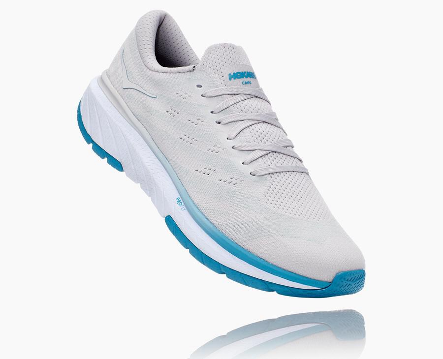 Hoka One One Running Shoes Mens White/Blue - Cavu 3 - 39142PBQC